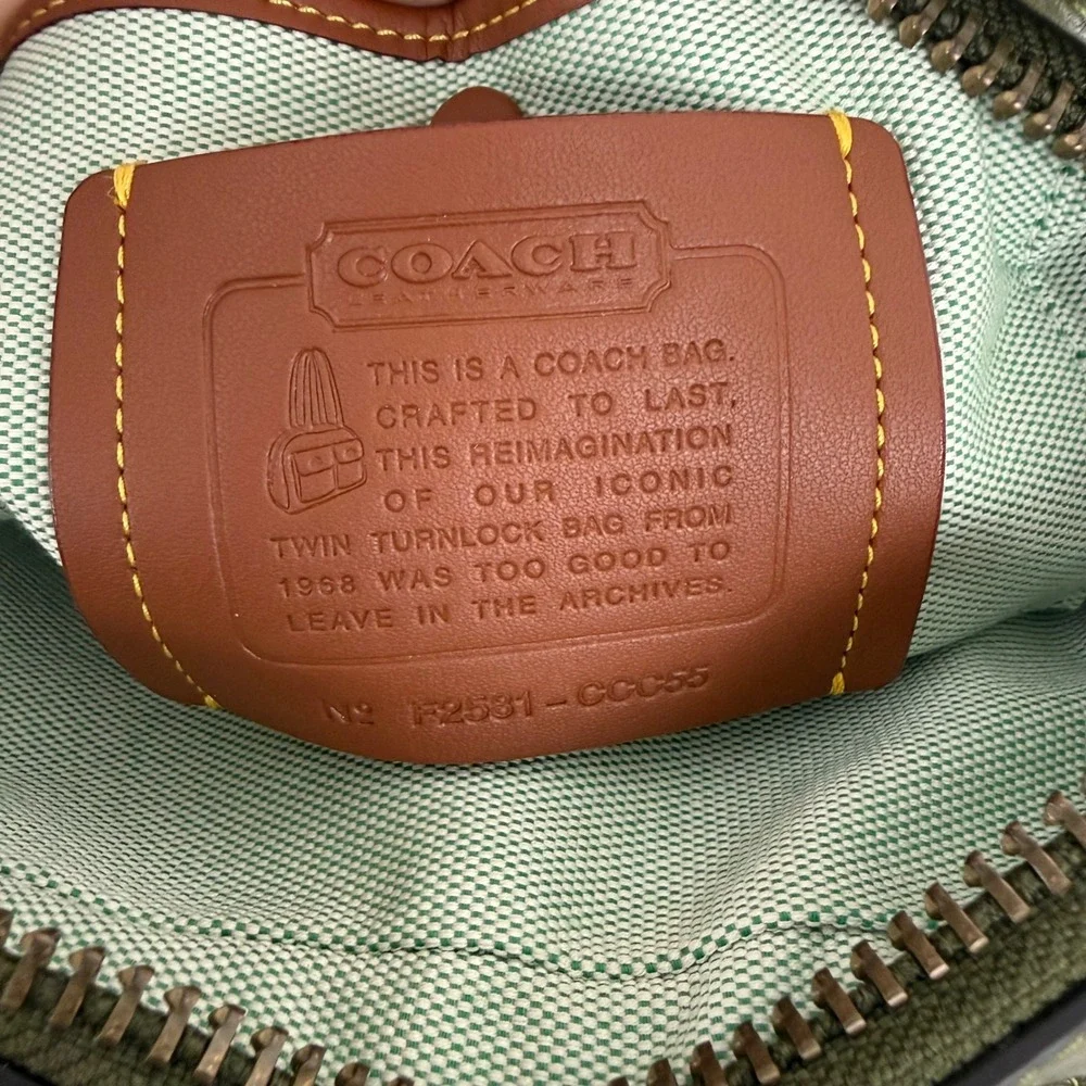 Coach The Twin Turnlock Bag 20 Small Olive Green Leather Satchel Y2K Handbag